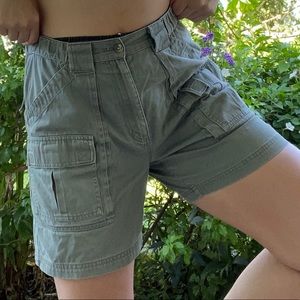 Green khaki safari cargo shorts